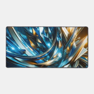 Alfrombrillas De Escritorio Azul Dorado Futurista Abstracto Metálico Geométric