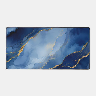 Alfrombrillas De Escritorio Azul Marino Profundo y Oro Textura de Ágata con Ti