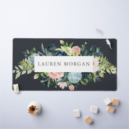 Alfrombrillas De Escritorio azul oscuro rubor floral elegante