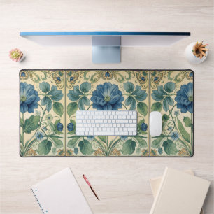 Alfrombrillas De Escritorio Azul Vintage Y Floral Art Nouveau Verde 