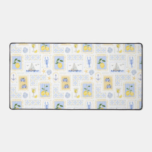 Alfrombrillas De Escritorio Azulejo Azul Mediterráneo Limón Amarillo Costero