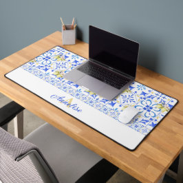 Alfrombrillas De Escritorio Azulejo Azul Patrón de Limón Country Francés Monog