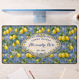Alfrombrillas De Escritorio Azulejo De País Francés Nombre Monograma Limón Azu