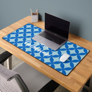 Alfrombrillas De Escritorio Azulejo de verano con círculos azules sobre azul b