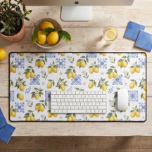 Azulejo Patrón País Francés Limón Amarillo Azul