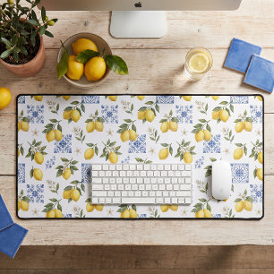 Alfrombrillas De Escritorio Azulejo Patrón País Francés Limón Amarillo Azul 
