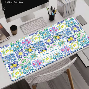 Alfrombrillas De Escritorio Azulejo siciliano elegante baldosas mediterráneas