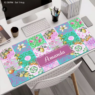 Alfrombrillas De Escritorio Azulejos de Citricos Sicilianos de Colaje Floral R