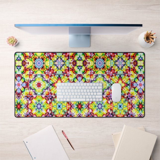 Alfrombrillas De Escritorio Baldosas mediterráneas, mosaicos de tinta de alcoh (Oficina 1)