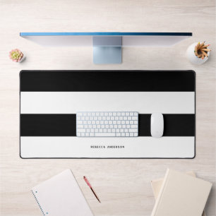 Alfrombrillas De Escritorio Banda horizontal moderna Minimalista en blanco y n