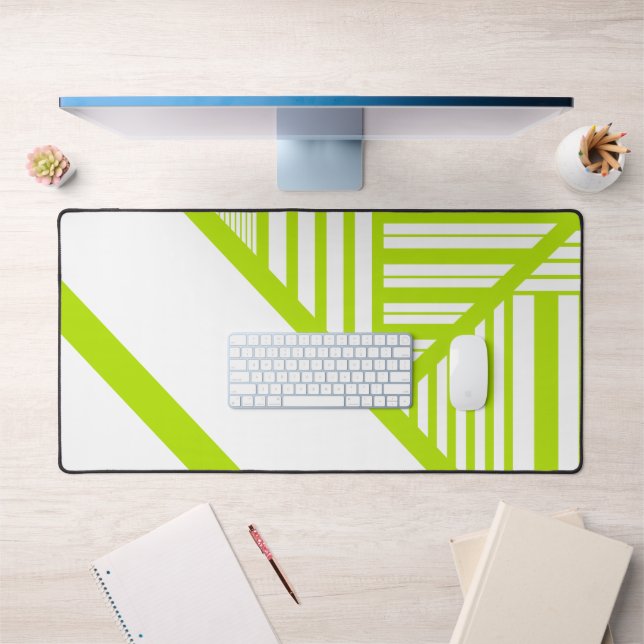 Alfrombrillas De Escritorio Bandas triangulares en blanco y verde limón (Oficina 1)