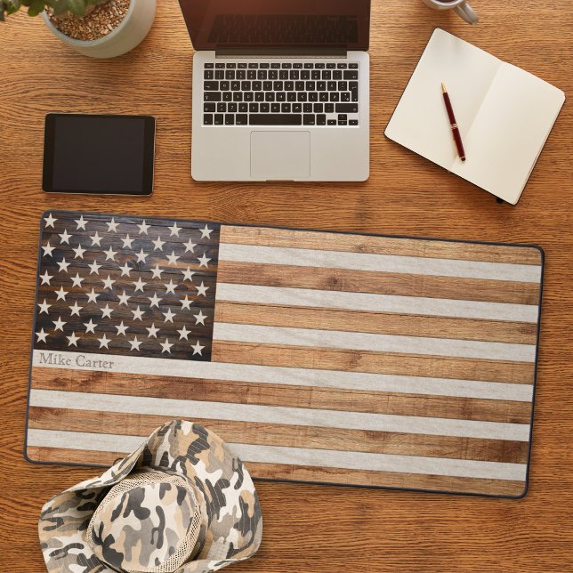 Alfrombrillas De Escritorio Bandera Americana de Tonos de Madera Rústica (Subido por el creador)