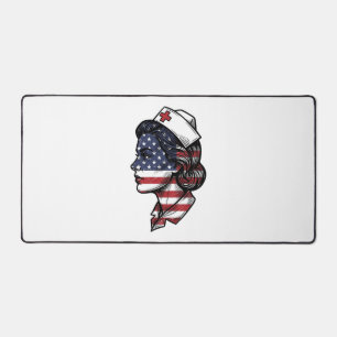 Alfrombrillas De Escritorio Bandera Americana Vintage Perfil de Enfermera Dise