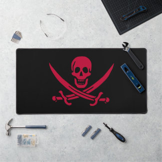 Alfrombrillas De Escritorio Bandera pirata de Crimson Skull & Swords Jack en C