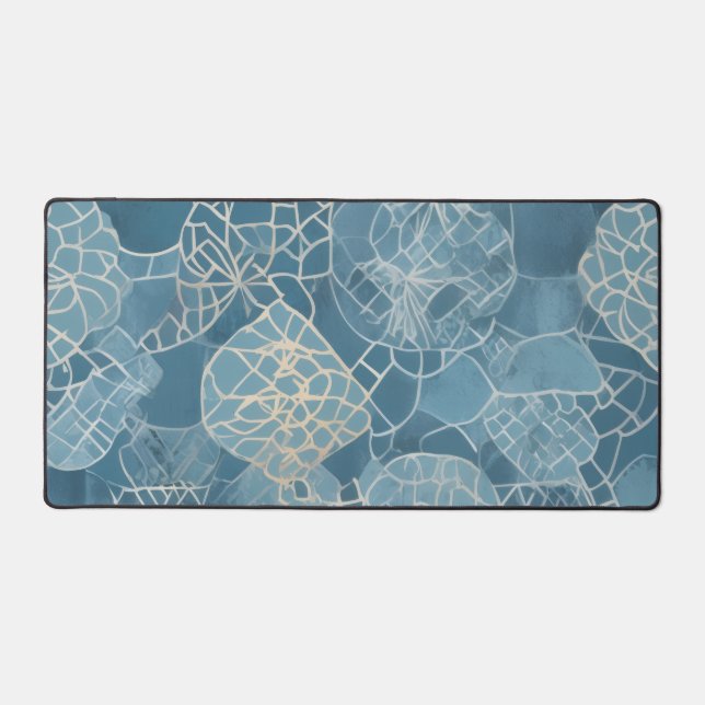 Alfrombrillas De Escritorio Batik Geométrico Botánico Azul (Anverso)