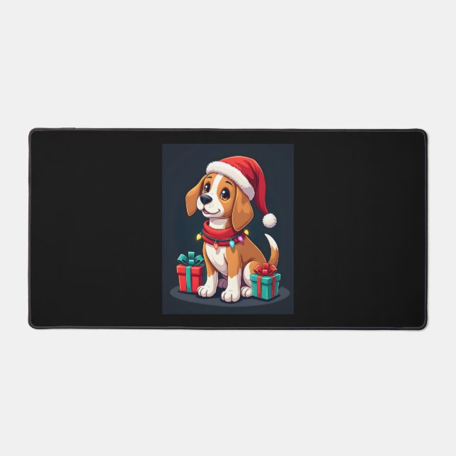 Alfrombrillas De Escritorio Beagle Xmas Encendiendo A Navidades De Perro De Sa (Anverso)