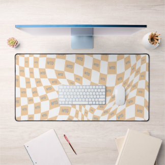 Alfrombrillas De Escritorio beige a cuadros y retro moderno gris