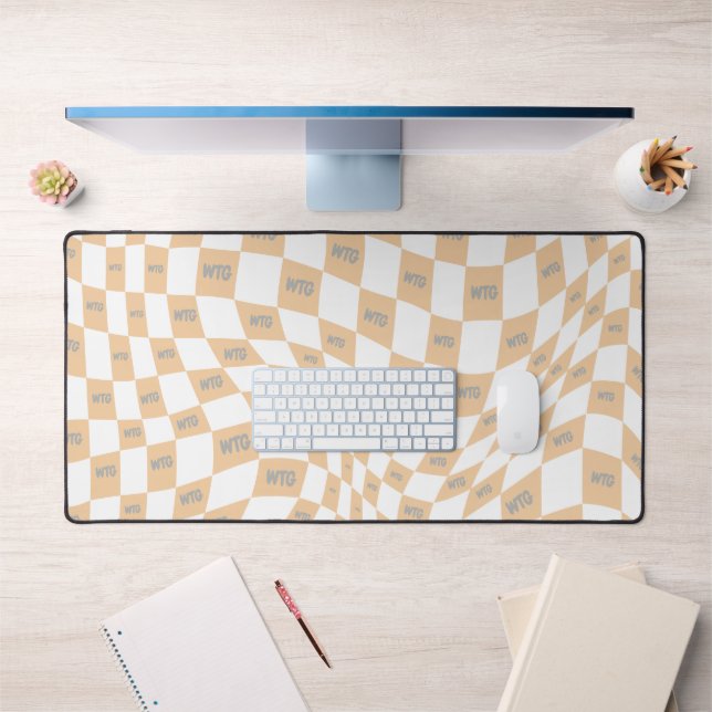 Alfrombrillas De Escritorio beige a cuadros y retro moderno gris (Oficina 1)