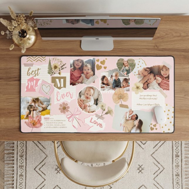 Alfrombrillas De Escritorio Best Mom Ever Personalized Scrapbook Photo Collage (Best Mom Ever Personalized Scrapbook Photo Collage Desk Mat)