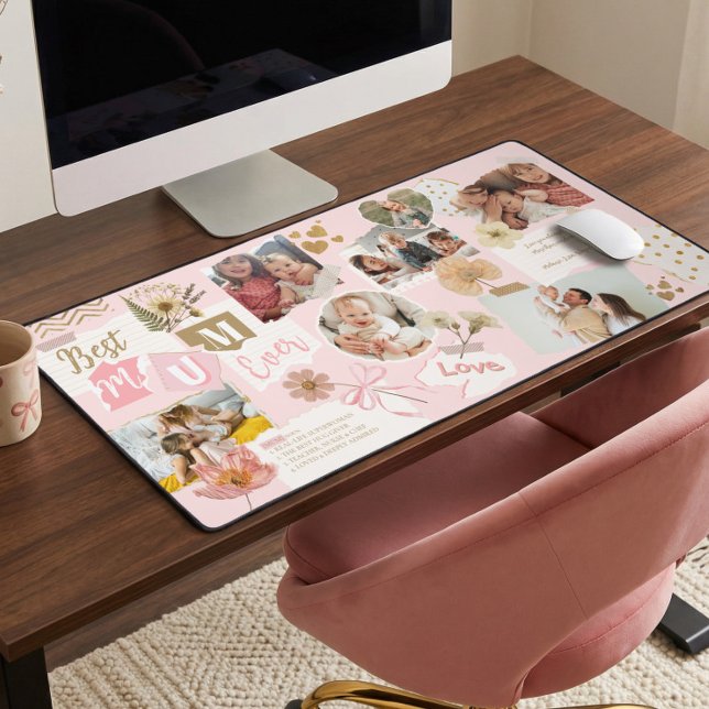 Alfrombrillas De Escritorio Best Mum Ever Personalized Scrapbook Photo Collage (Best Mum Ever Personalized Scrapbook Photo Collage Desk Mat)