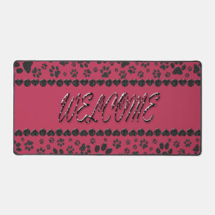 Alfrombrillas De Escritorio Bienvenidos perros con puntas de polka blanco y ne