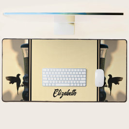 Alfrombrillas De Escritorio Bird Black Silhouette Golden Yellow Personalizable