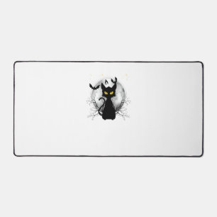 Alfrombrillas De Escritorio Black Cat Bats Full Moon y Halloween Noche Starry