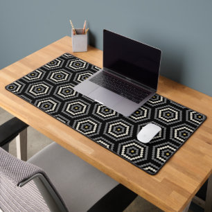 Alfrombrillas De Escritorio Black Hexagon Penny Tile Pattern