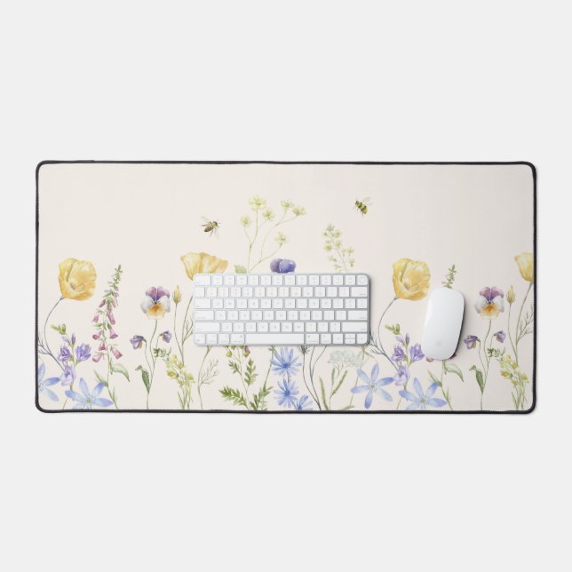 Alfrombrillas De Escritorio Bliss de verano, flores silvestres, acuarela (Teclado y ratón)