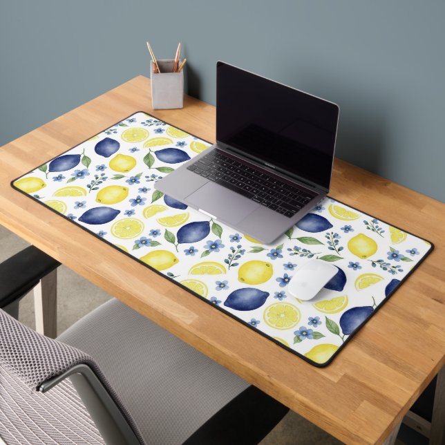Alfrombrillas De Escritorio Blue French Country Lemon Pattern  (Oficina 2)