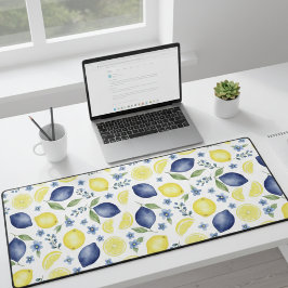 Alfrombrillas De Escritorio Blue French Country Lemon Pattern 