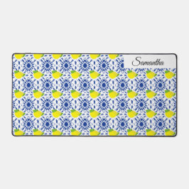 Alfrombrillas De Escritorio Blue Geometric Lemon Tile