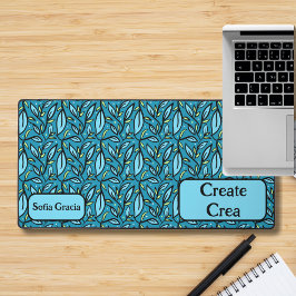 Alfrombrillas De Escritorio Blue Leaves Bilingual Create/Crea & Name Desk Mat