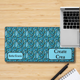 Alfrombrillas De Escritorio Blue Leaves Bilingual Create/Crea & Name Desk Mat