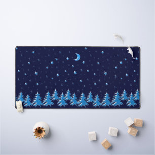 Alfrombrillas De Escritorio Blue Shining Winter Árboles y estrellas de Navidad