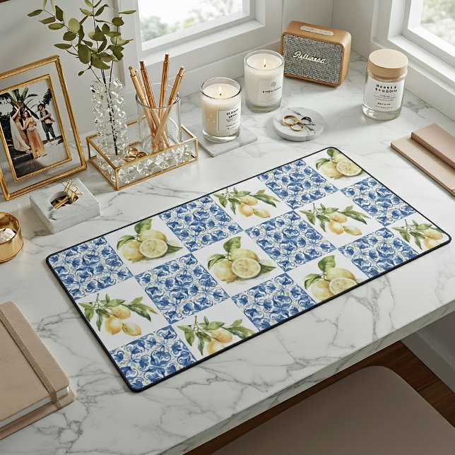 Alfrombrillas De Escritorio Blue Tile French Country Lemon Pattern (Subido por el creador)