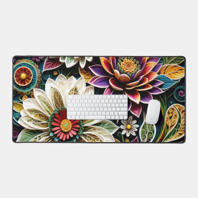 Alfrombrillas De Escritorio Boho Botánico Zentangle Floral (Teclado y ratón)
