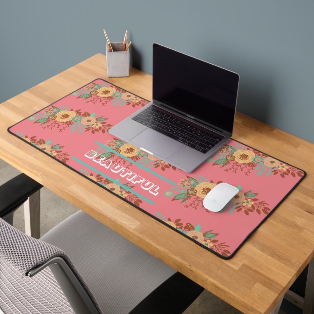 Alfrombrillas De Escritorio Boho Floral Rosa Moderno  (Oficina 2)