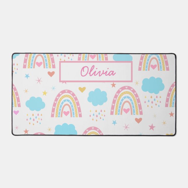 Alfrombrillas De Escritorio Boho rainbow pattern with clouds Personalized  (Anverso)