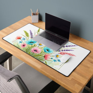 Alfrombrillas De Escritorio Boho Wildflower Acuarela Floral Goteo de Pintura