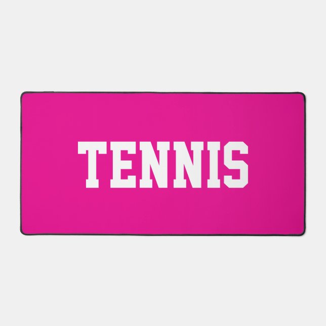 Alfrombrillas De Escritorio Bold Athletic Fun White TENNIS Text On Bright Pink (Anverso)