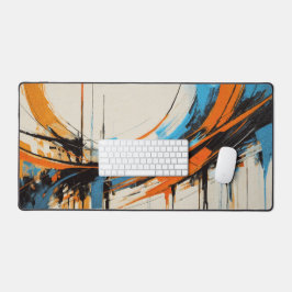 Alfrombrillas De Escritorio Bold Orange Blue Sweeping Lines Mid Century