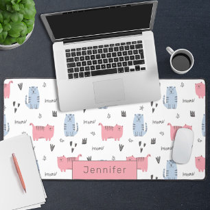 Alfrombrillas De Escritorio Bonitos gatos personalizados rosas y azules con no