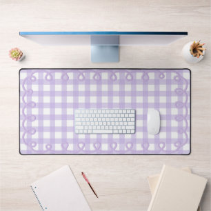 Alfrombrillas De Escritorio Borde ondulado de gingham con festón de lavanda