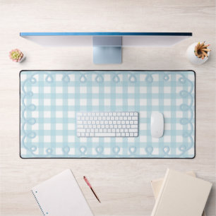 Alfrombrillas De Escritorio Borde ondulado de gingham esculpido en azul bebé