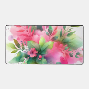 Alfrombrillas De Escritorio Botánico Floral Acuarela Rosa Verde