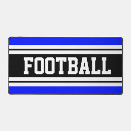 Alfrombrillas De Escritorio Brillante Azul Negro Bandas Blancas FOOTBALL Texto