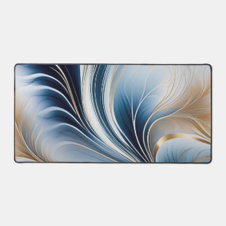 Alfrombrillas De Escritorio Brisa Dorada - Flujo de Arte Abstracto Azul y Dora