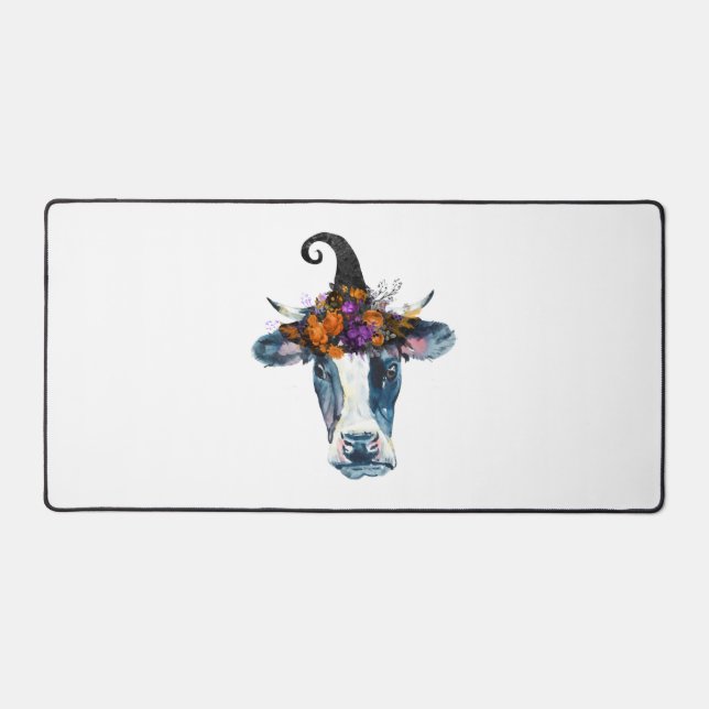 Alfrombrillas De Escritorio Bruja de Halloween blanco negro vaca (Anverso)