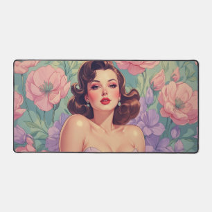 Alfrombrillas De Escritorio Brunette Pin Up Pastel Flowers